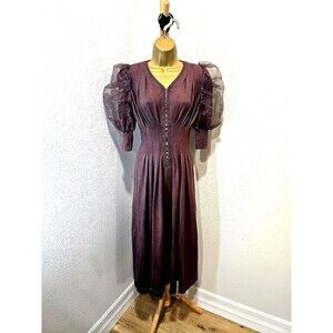 Snidel Midi Dress Small Brown Ethereal Distressed Steampunk Ren Faire SWNO215037